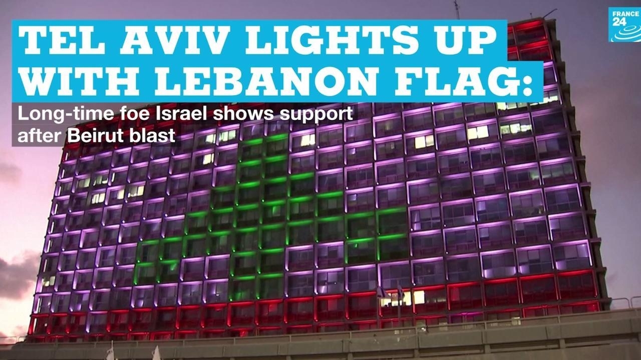  Israels Tel Aviv lights up with Lebanon flag