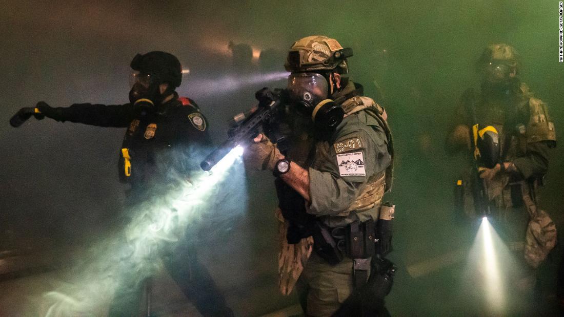  11 people are arrested after a demonstration outside a federal building in Portland