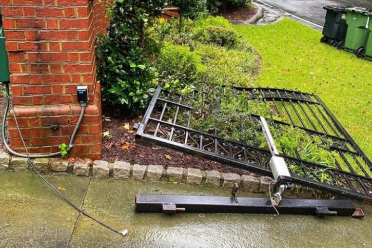  Actor Dwayne Johnson rips front gate off after it stops him from going to work