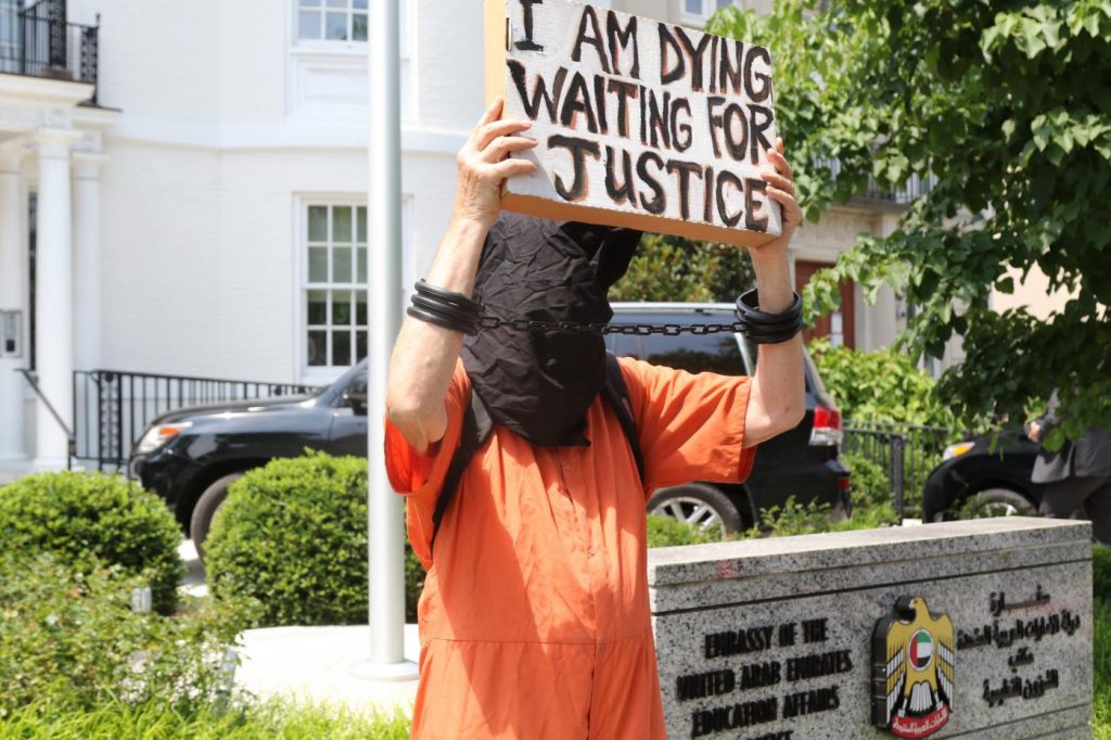 Protest Outside UAE Embassy in Washington Over Russian Prisoner