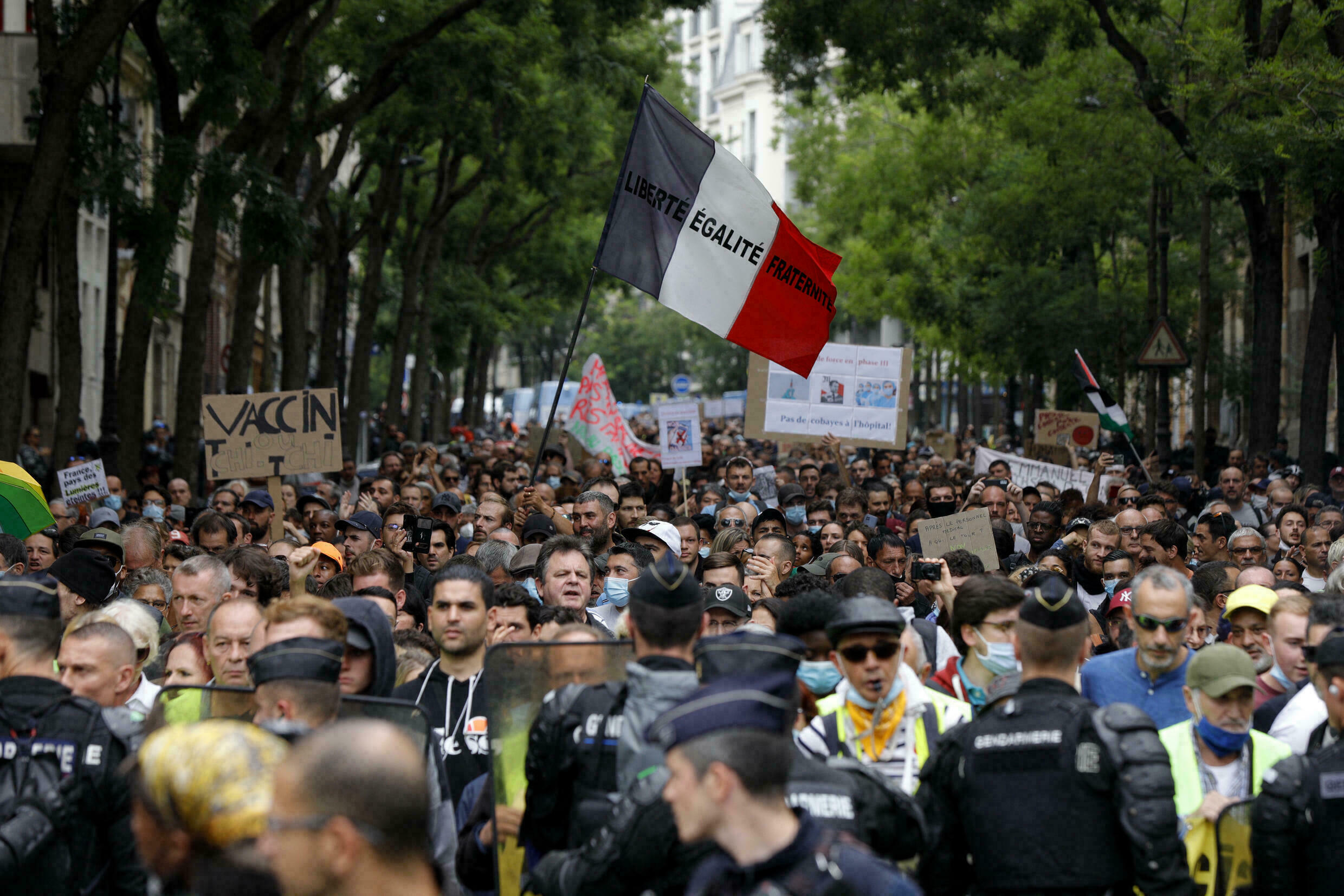  Anti-Covid Health Pass Protests Spread Across France