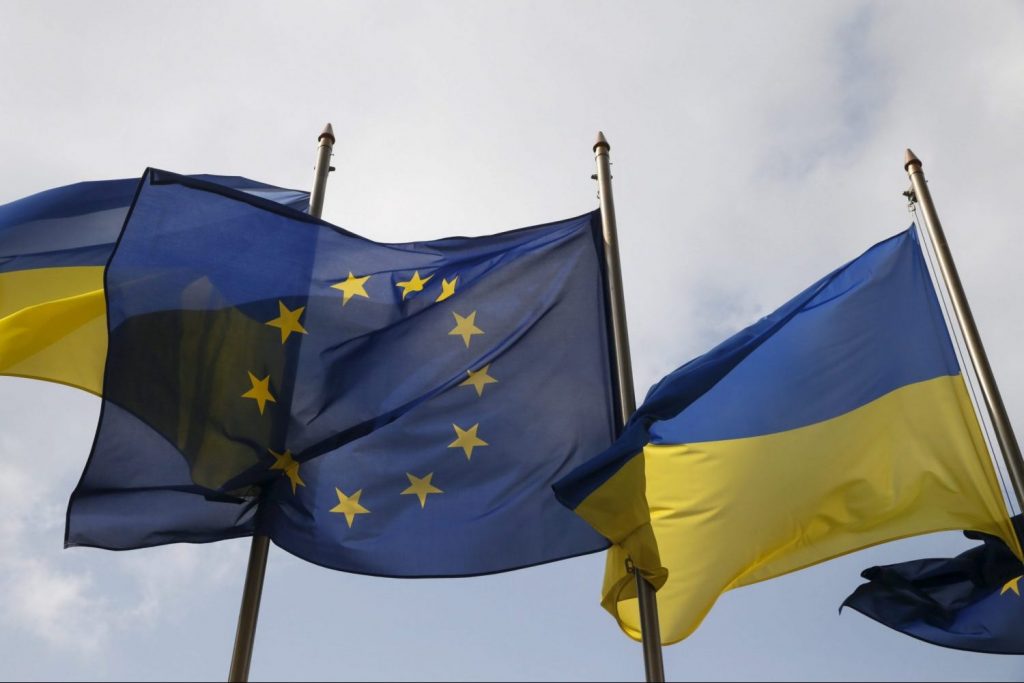 Flaf of European union and Ukraine