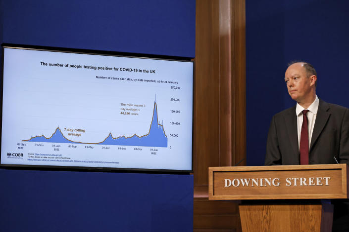 England’s chief medical officer briefing in London