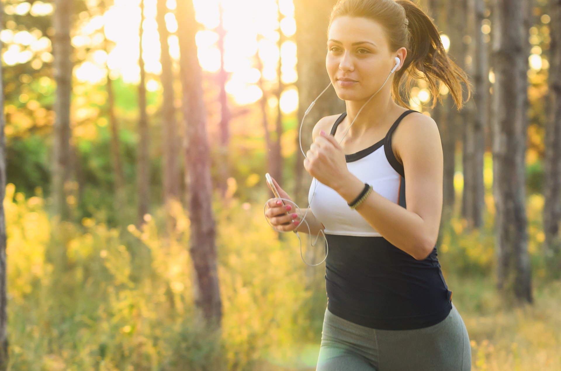 A woman is running