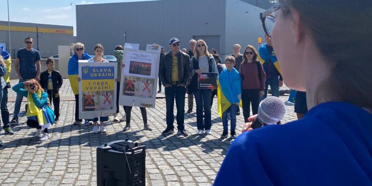 people attending pro ukraine protest