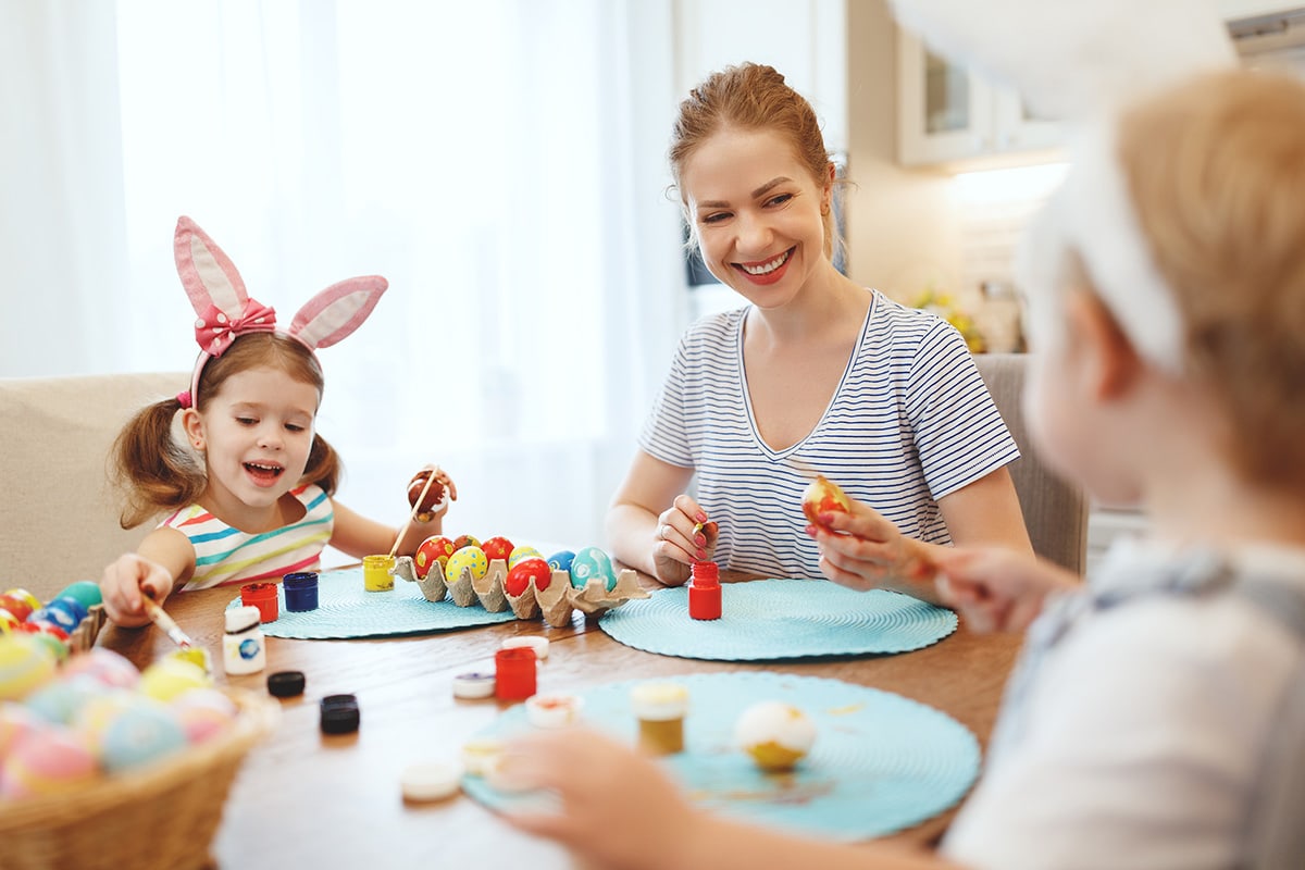 Family celebrating Easter at home