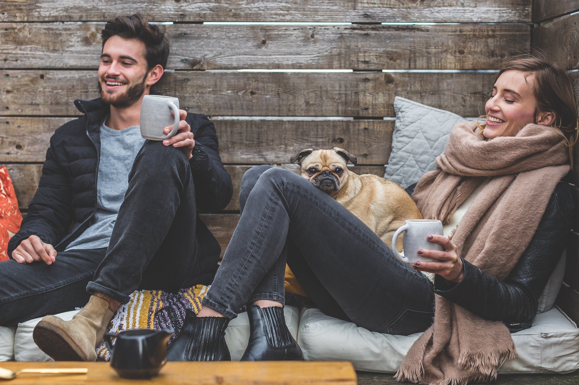 couple is smiling