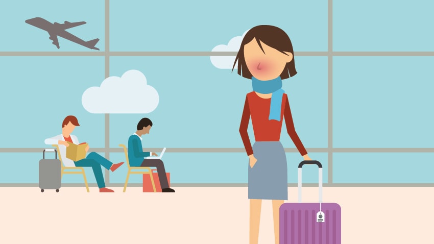 Illustration of woman on airport