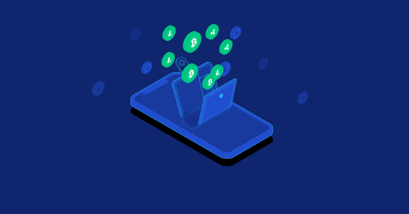 illustration of crypto wallet in smartphone