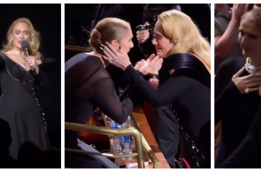  In tears, Adele hugs Celine Dion